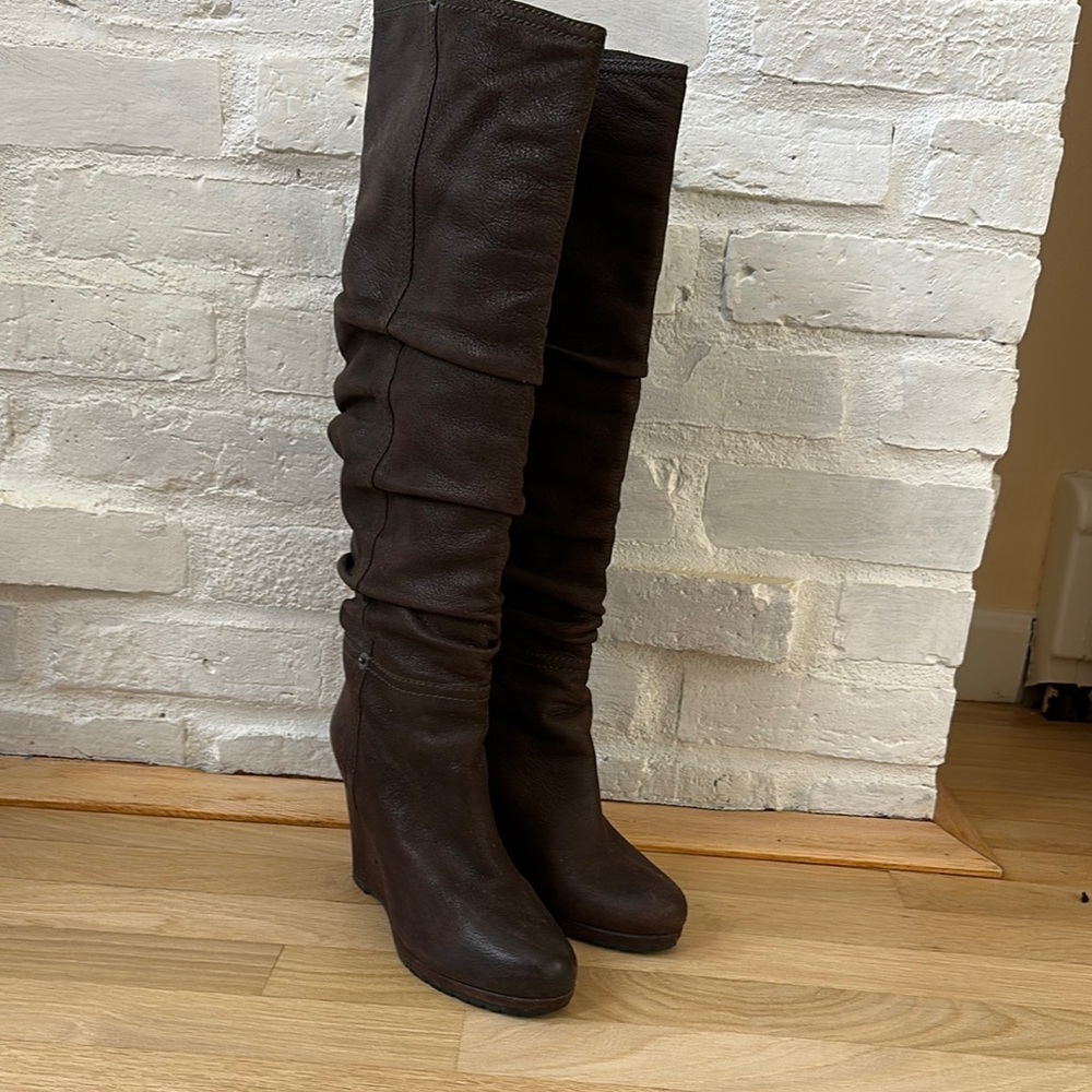 Prada Brown Suede Over the Knee Boots